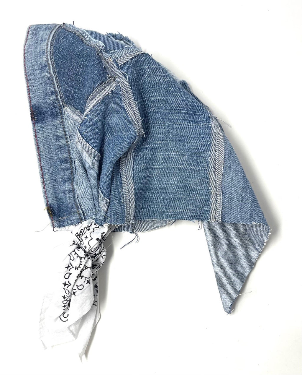patched denim scarf