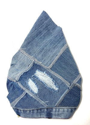 patched denim scarf